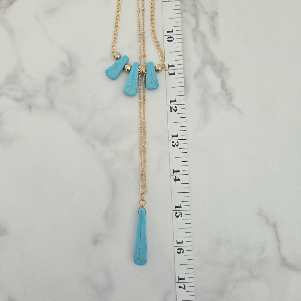 Paparazzi Boho Gold Layered Necklace with Turquoise Accents - Picture 10 of 10
